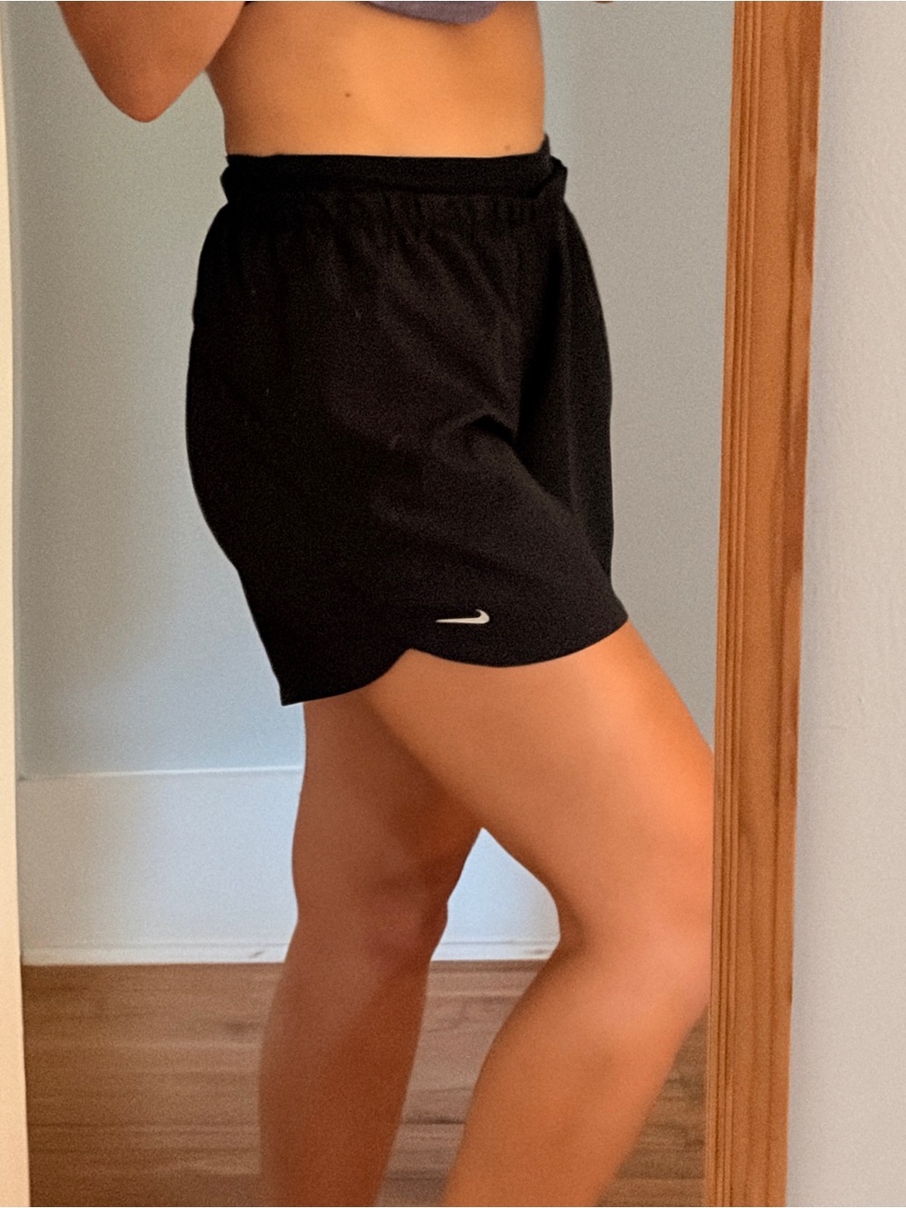 Nike Black Women's Linerless High Rise Athletic Running Shorts 6”